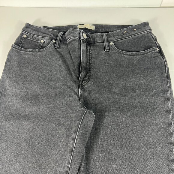Madewell Jeans Womens Measured 35x25 Mid Rise Kick Out Black Denim Hemmed Tag 31 - Picture 4 of 16